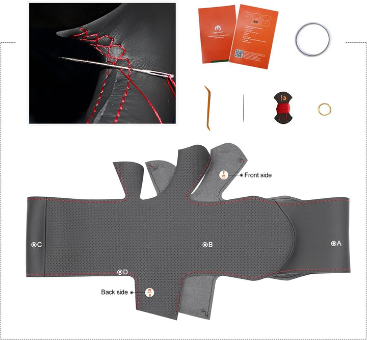 MEWANT Lenkradbezug für Abarth 500/ 500C / 595 / 595C / für Fiat 500 (GQ/S) / 500C (S) DIY Hand Nähe