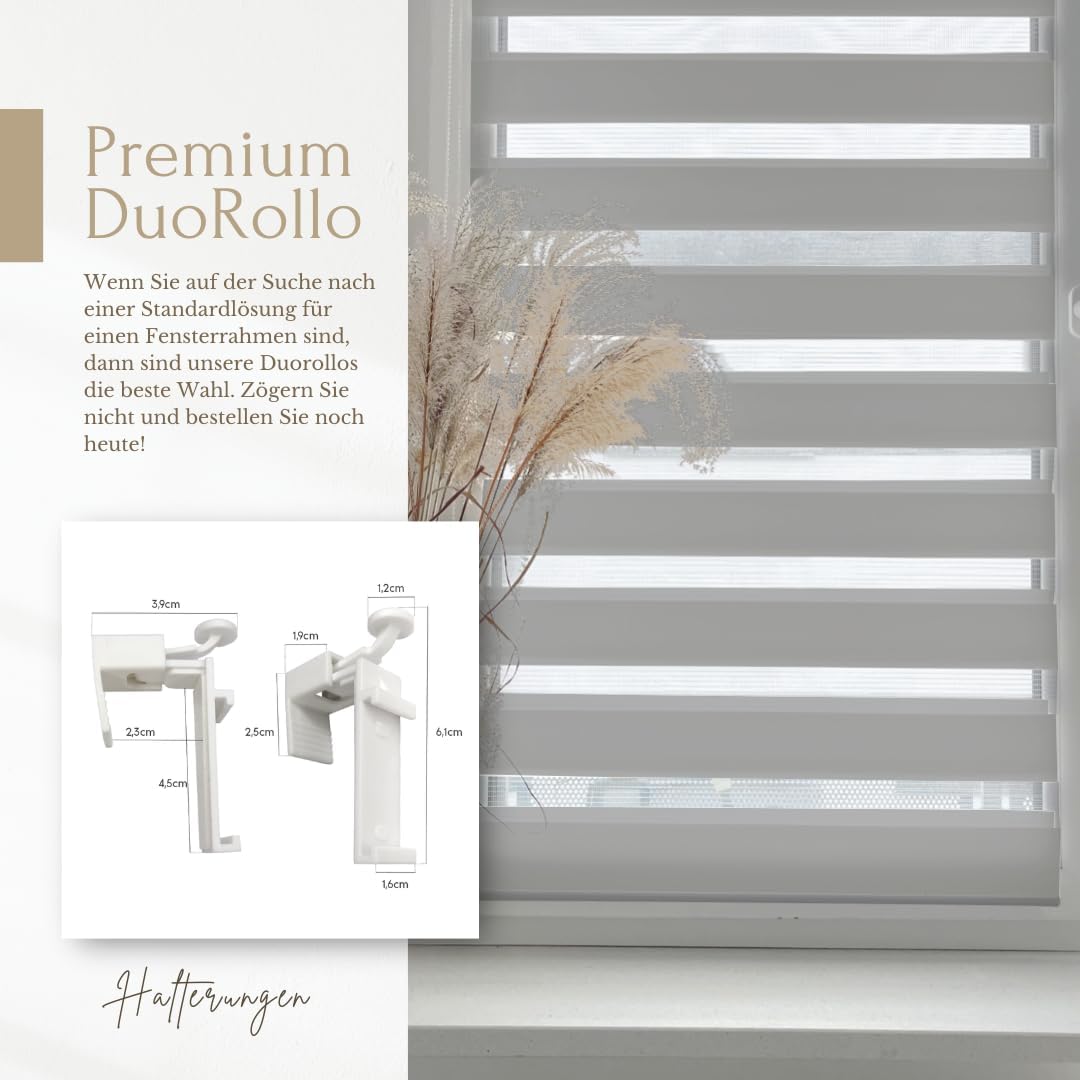 Home-Vision® DuoRollo Klemmfix, Doppelrollo ohne Bohren mit Klämmträgern, Rollos für Fenster und Tür