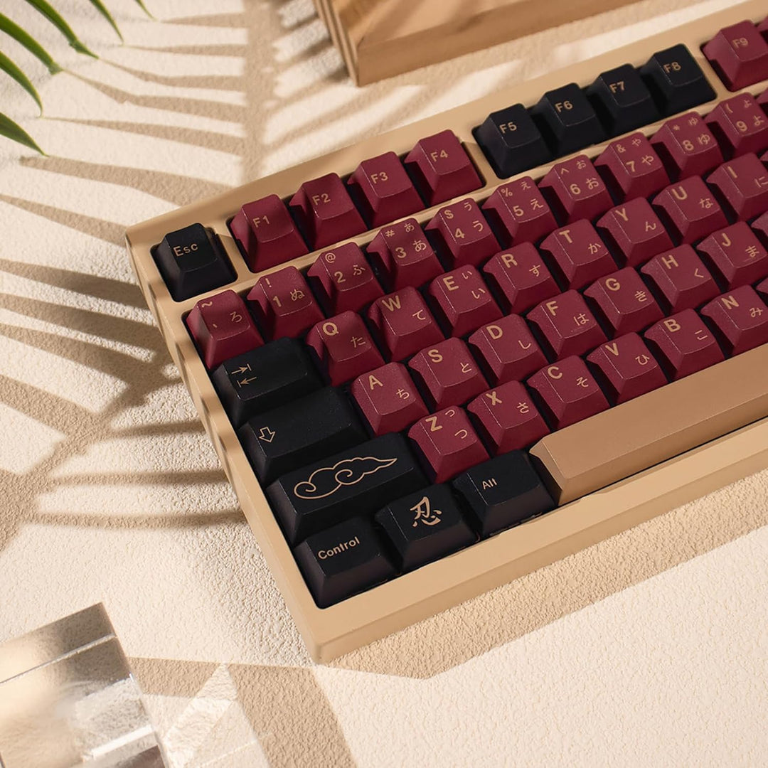 129 Tasten PBT Tastenkappen Dye Sub Cherry Profile Dye Sub Red Samurai Tastenkappen Set Fit for 61/6