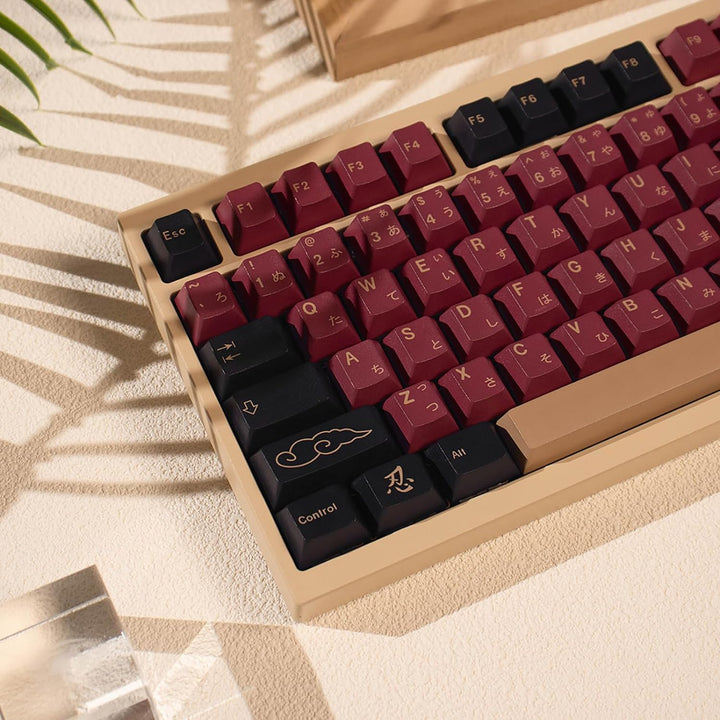 129 Tasten PBT Tastenkappen Dye Sub Cherry Profile Dye Sub Red Samurai Tastenkappen Set Fit for 61/6