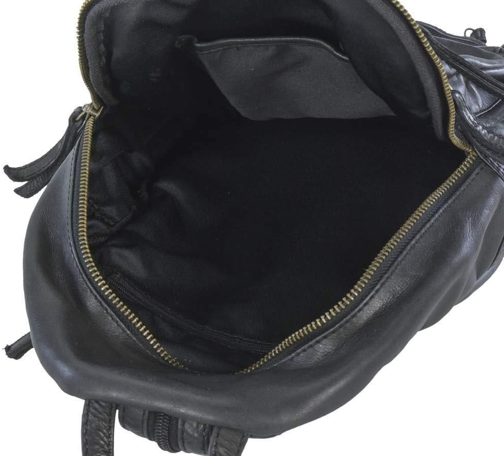 Bear-Design Rucksack Leder Cityrucksack Backpack schwarz für Damen Damenrucksack Frauen City Reise
