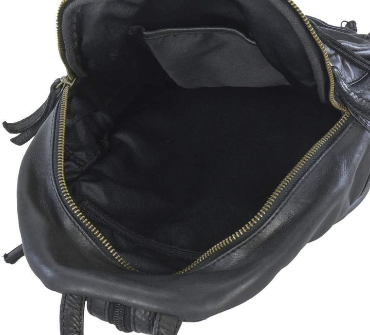Bear-Design Rucksack Leder Cityrucksack Backpack schwarz für Damen Damenrucksack Frauen City Reise