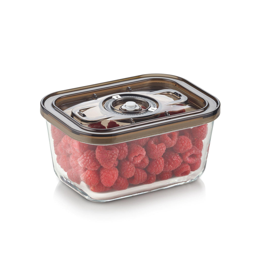 CASO VacuBoxx Eco M- Vakuum-Frischebehälter, 800 ml Volumen, für druckempfindliche und flüssige Lebe