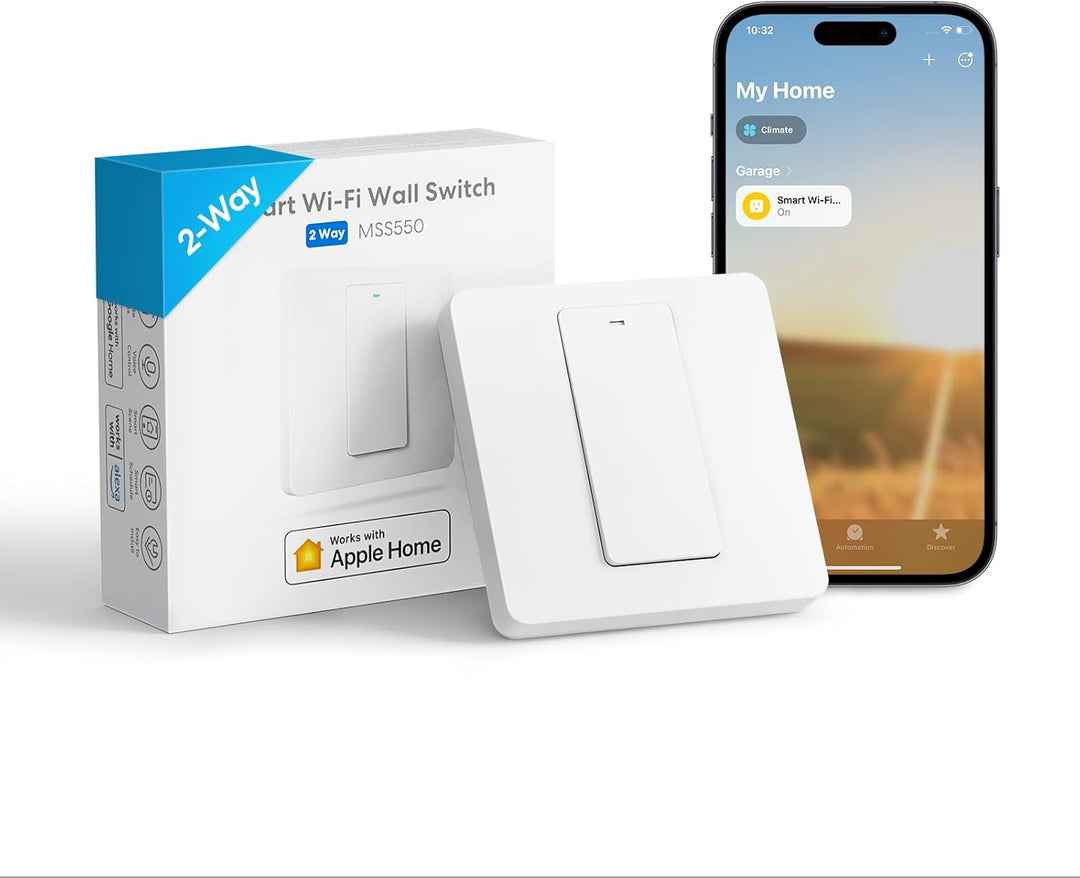 Homekit Wechselschalter, Meross Smart Schalter WLAN Wandschalter, 2 Weg benötigt Nullleiter, physisc