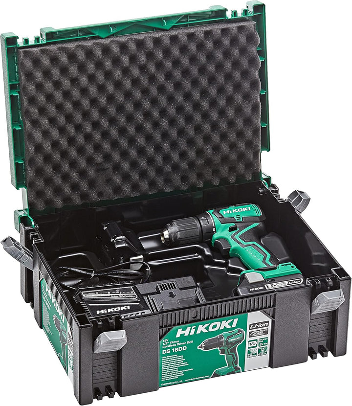 HiKOKI Akku-Bohrschrauber - 18 V, 55 Nm Drehmoment, 2-Gang-Getriebe, 13 mm Schnellspannbohrfutter -