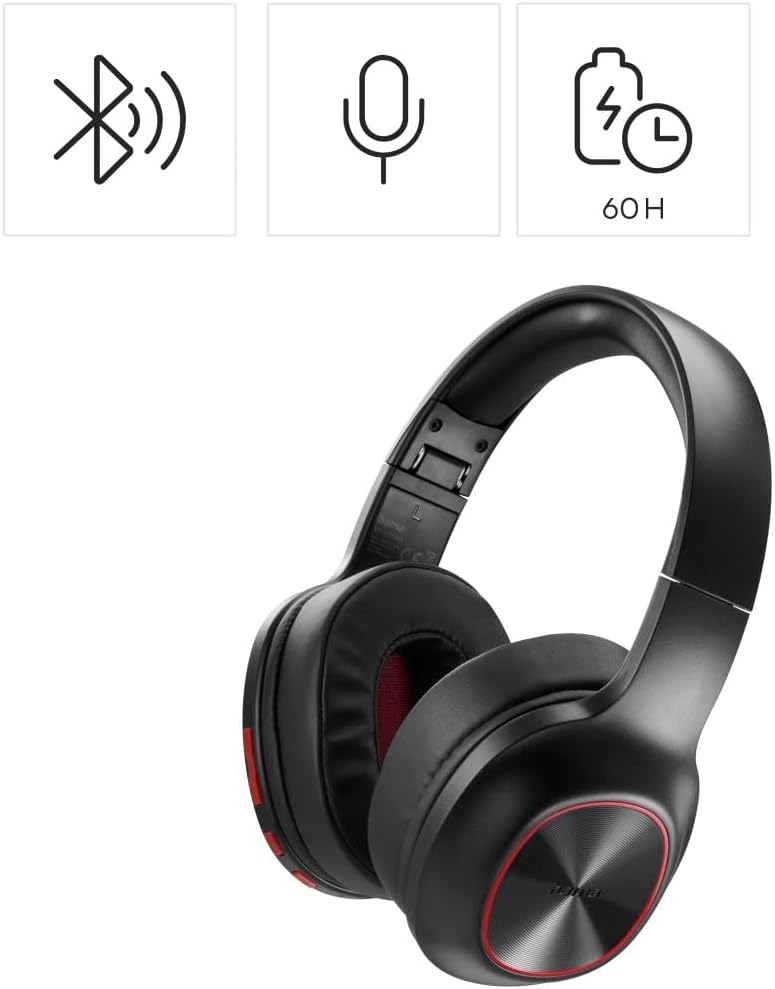 Hama Bluetooth Kopfhörer Over-Ear (Kopfhörer kabellos mit 60h Akku, mit extra Bass, Multipoint Verbi