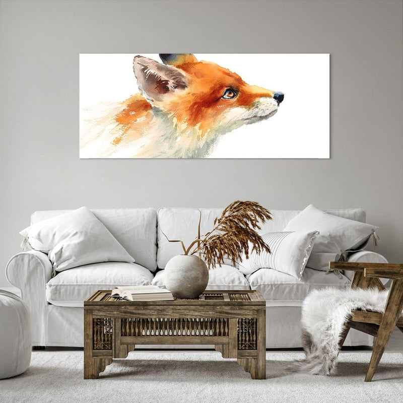 Wandbilder Dekoration Wohnzimmer Fuchs Tier Natur Panorama Bilder auf Leinwand 120x50cm Leinwandbild