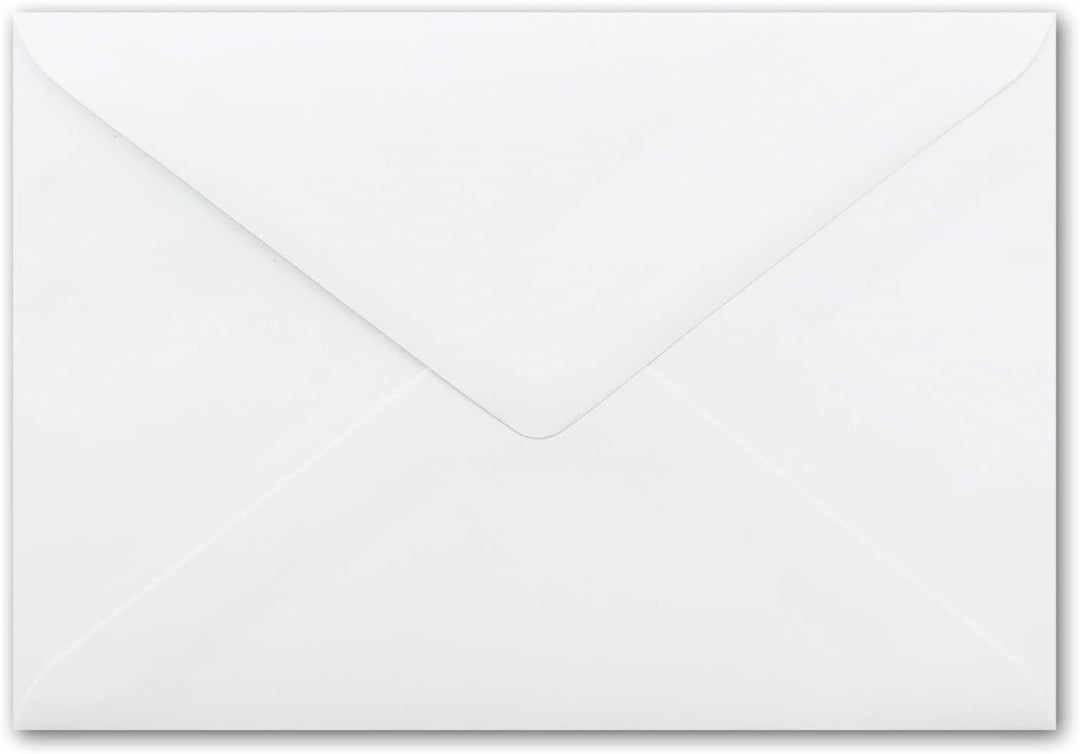 300x DIN C5 Kuverts 15,7 x 22,5 cm in weiss mit silbernem Seidenfutter - Nassklebung - Blanko Brief-