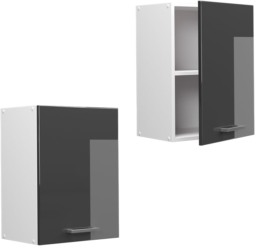 Vicco Hängeschrank R-Line, Anthrazit Hochglanz/Weiss, 45 cm Anthrazit Hochglanz Hängeschrank 45cm, A