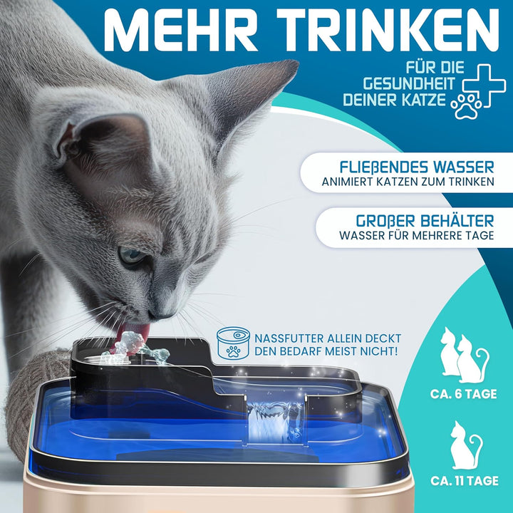 Katzenbrunnen Trinkbrunnen für Katzen 3,5L Wassertank & 3x Filter Automatischer Wasserspender Katzen