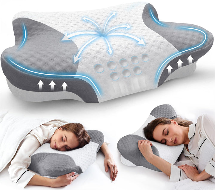 VJASD Orthopädisches Nackenstützkissen aus Memory Foam – Ergonomisches Kopfkissen gegen Nackenschmer