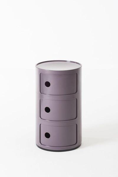 Kartell Componibili, 3 Elements, Violet, Runde Basis 3-fächer Violett, 3-fächer Violett