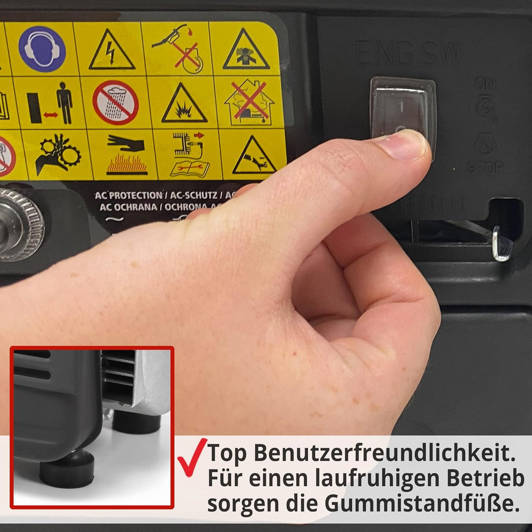 HECHT Stromgenerator – 720 Watt – 2-Takt Motor – 230V Steckdose – Stromaggregat mit robustem Trage-