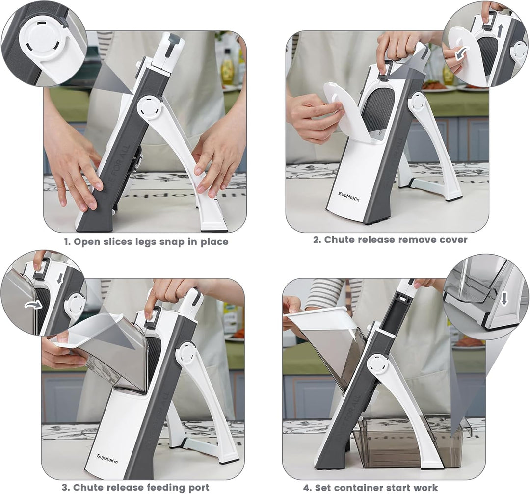 SupMakin Gemüseschneider, Once for All Verstellbar Gemüsehobel Genius Mandoline Vegetable Slicer Kar