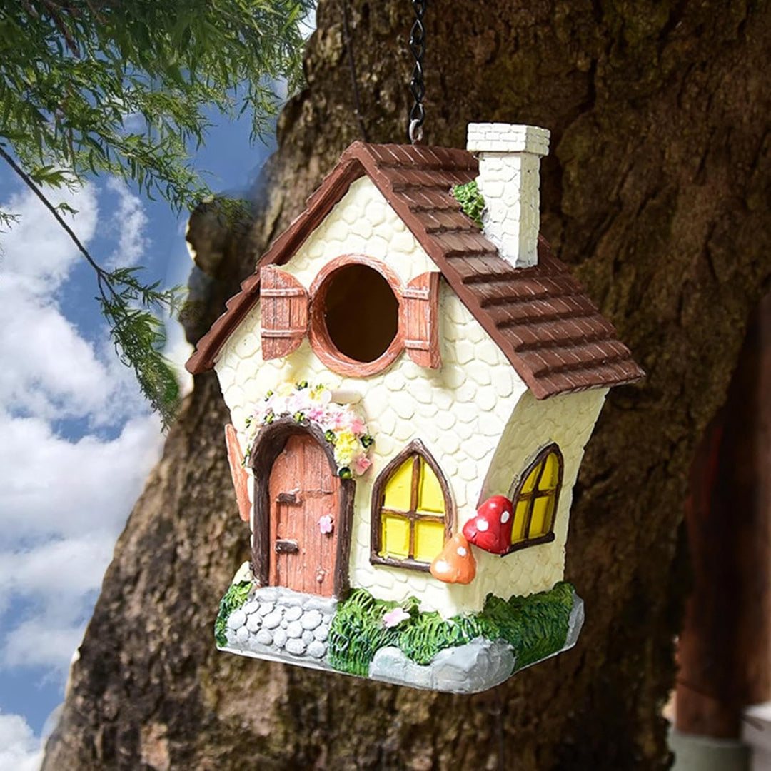 Vogelhaus für den Aussenbereich, Winddicht, Kunstharz, mit Kette, wasserdicht, handbemalt, dekorativ