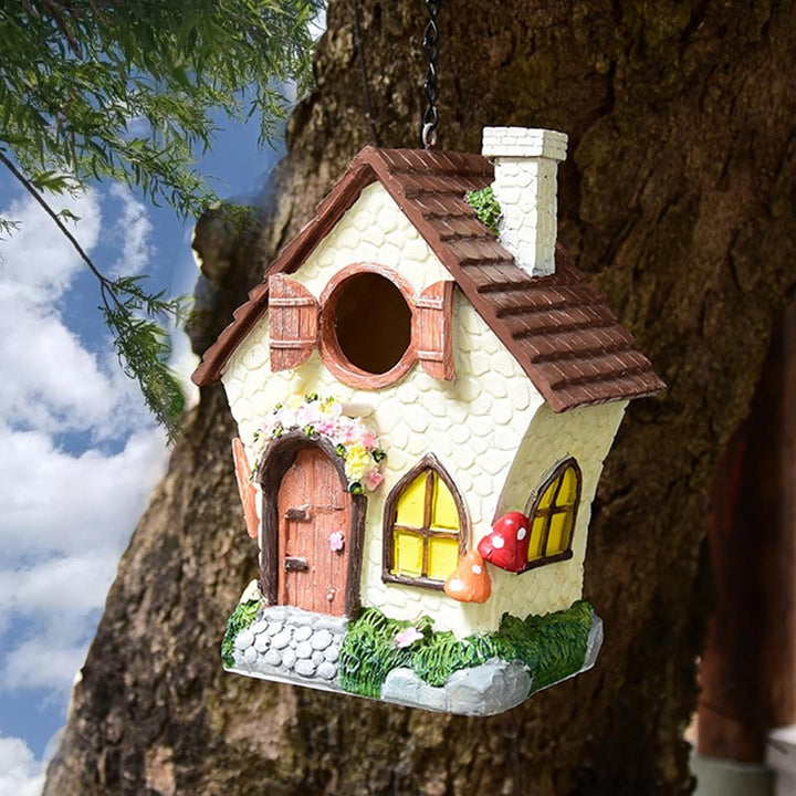 Vogelhaus für den Aussenbereich, Winddicht, Kunstharz, mit Kette, wasserdicht, handbemalt, dekorativ
