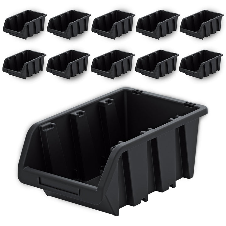 PECZEKO Werkstatt-Stapelkiste, Stapelbox aus PP Kunststoff, Sichtbox Stapelbox, Lagerboxen für Werkz