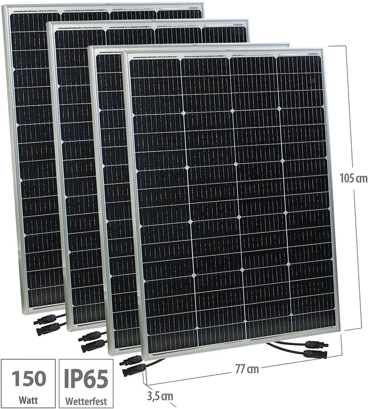 revolt Mobile Solarzelle: 4er-Set mobile monokristalline Solarpanels, 36 V, 150 W, MC4-komp. (Solarp