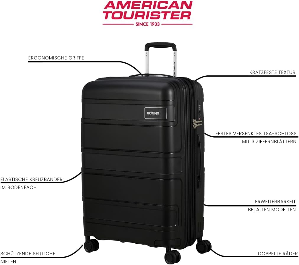 American Tourister Skymax - Kofferset 3-teilig, Schwarz (Bass Black) Black (Bass Black), Black (Bass