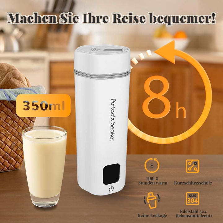 Reise Wasserkocher Klein, 100-240V Universal 350ML Tragbarer Wasserkocher Mini Wassertasse, Edelstah