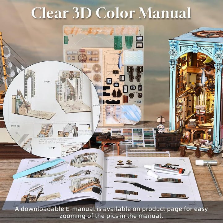 Book Nook Kit, DIY Miniatur Puppenhaus Booknook Kit, 3D Holz Puzzle Buchstütze Bücherregal einfügen