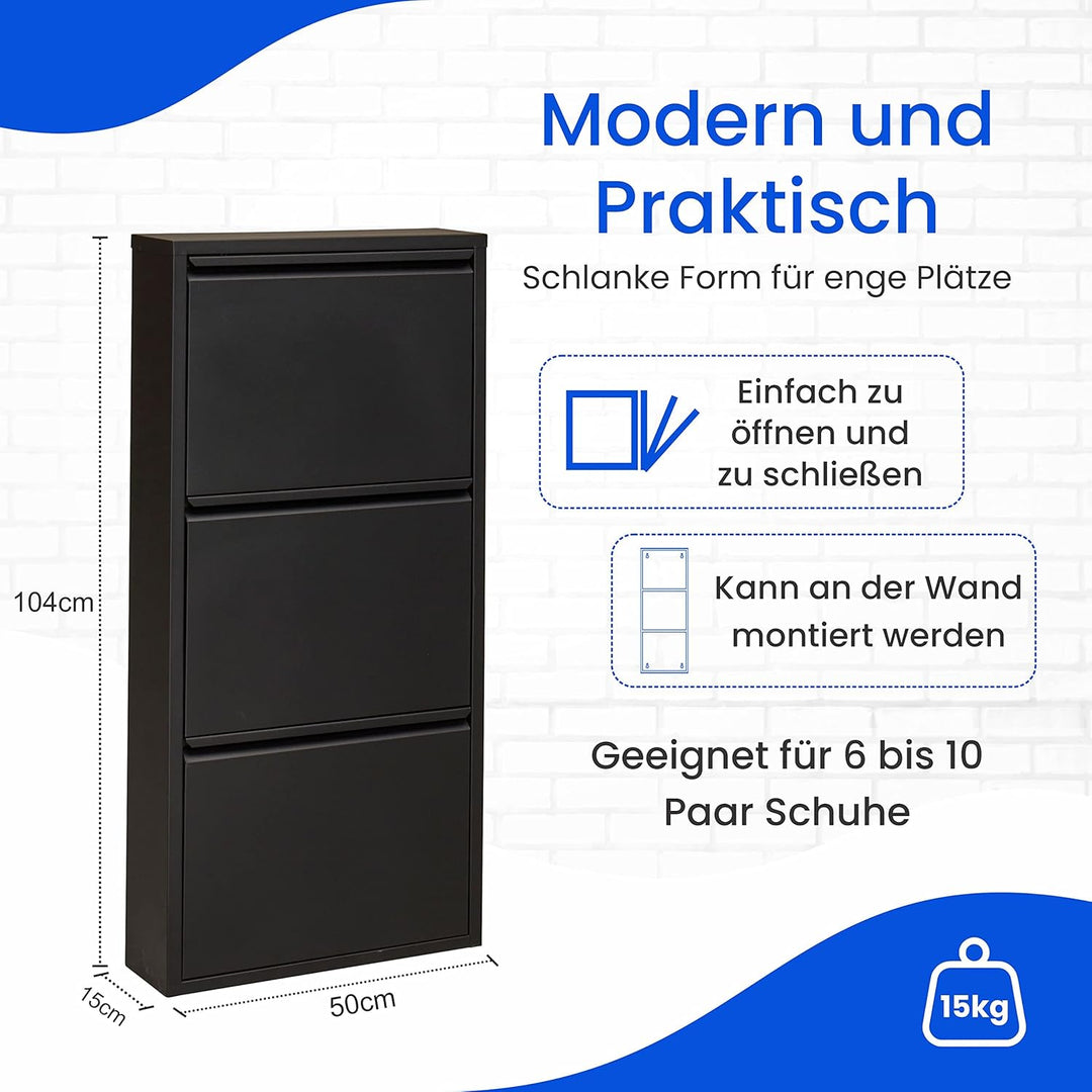 VEEHAUS Schuhregal Hoch Schuhkipper mit Magnetische Abdeckung Metall Montiert Schuhschrank Schmal un