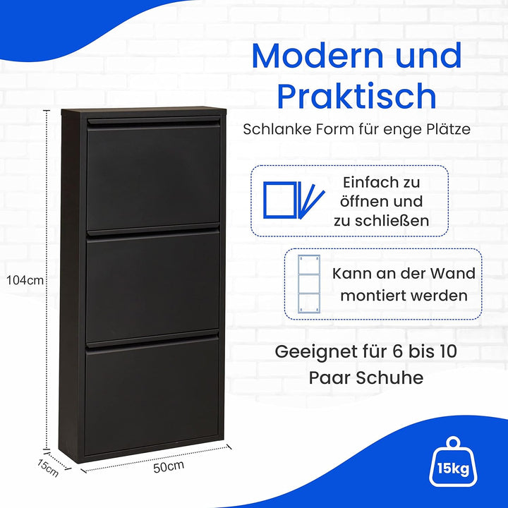 VEEHAUS Schuhregal Hoch Schuhkipper mit Magnetische Abdeckung Metall Montiert Schuhschrank Schmal un