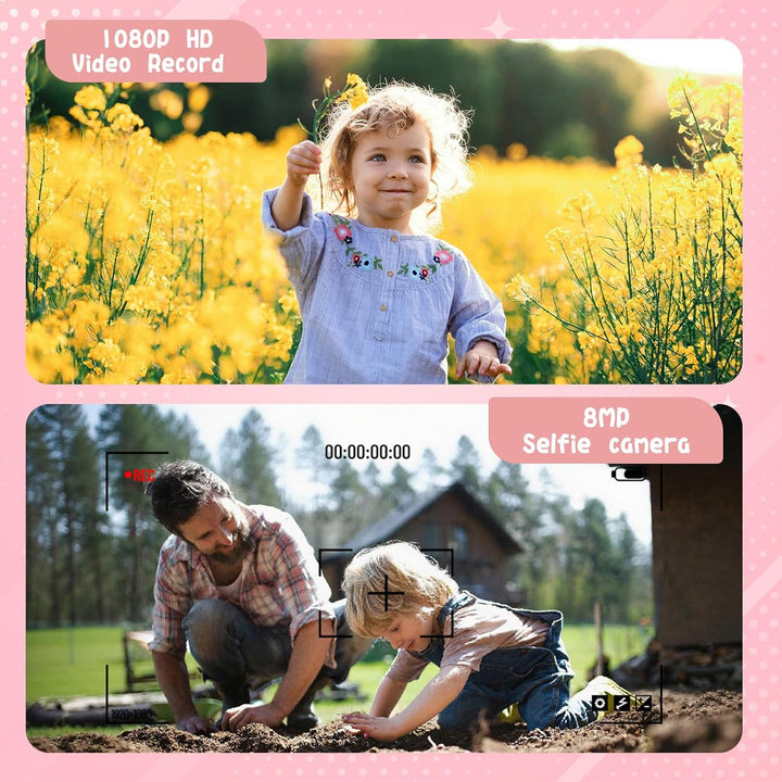 Kinderkamera Digitalkamera: 2 Zoll 180°Drehbildschirm, 30 MP Kamera, 32 GB Speicherkarte & 5X Digita
