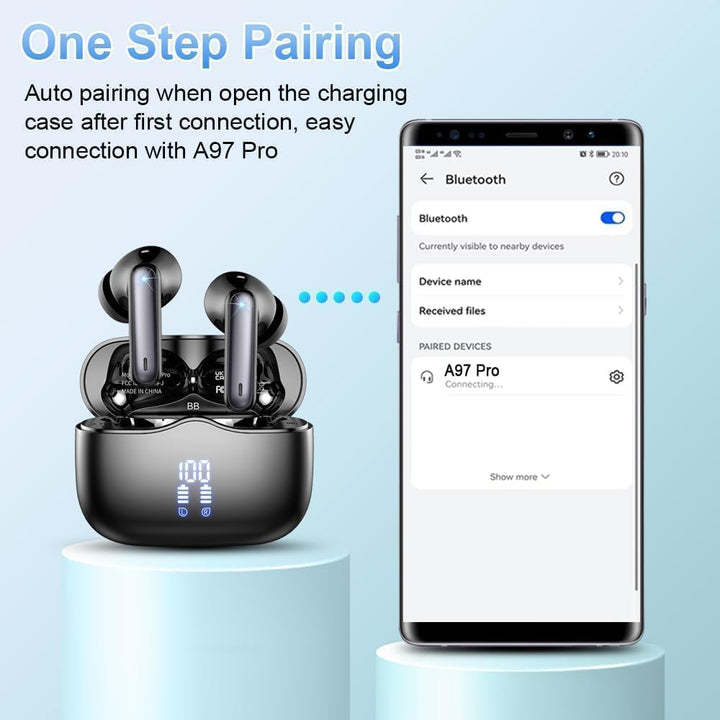 xinwld Bluetooth Kopfhörer, Kopfhörer Kabellos Bluetooth 5.3 In Ear Kopfhörer mit 4 ENC Noise Cancel