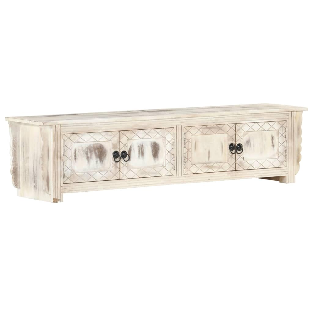 vidaXL Mangoholz Massiv TV Schrank mit 4 Türen Lowboard Fernsehtisch Fernsehschrank TV Möbel Board S