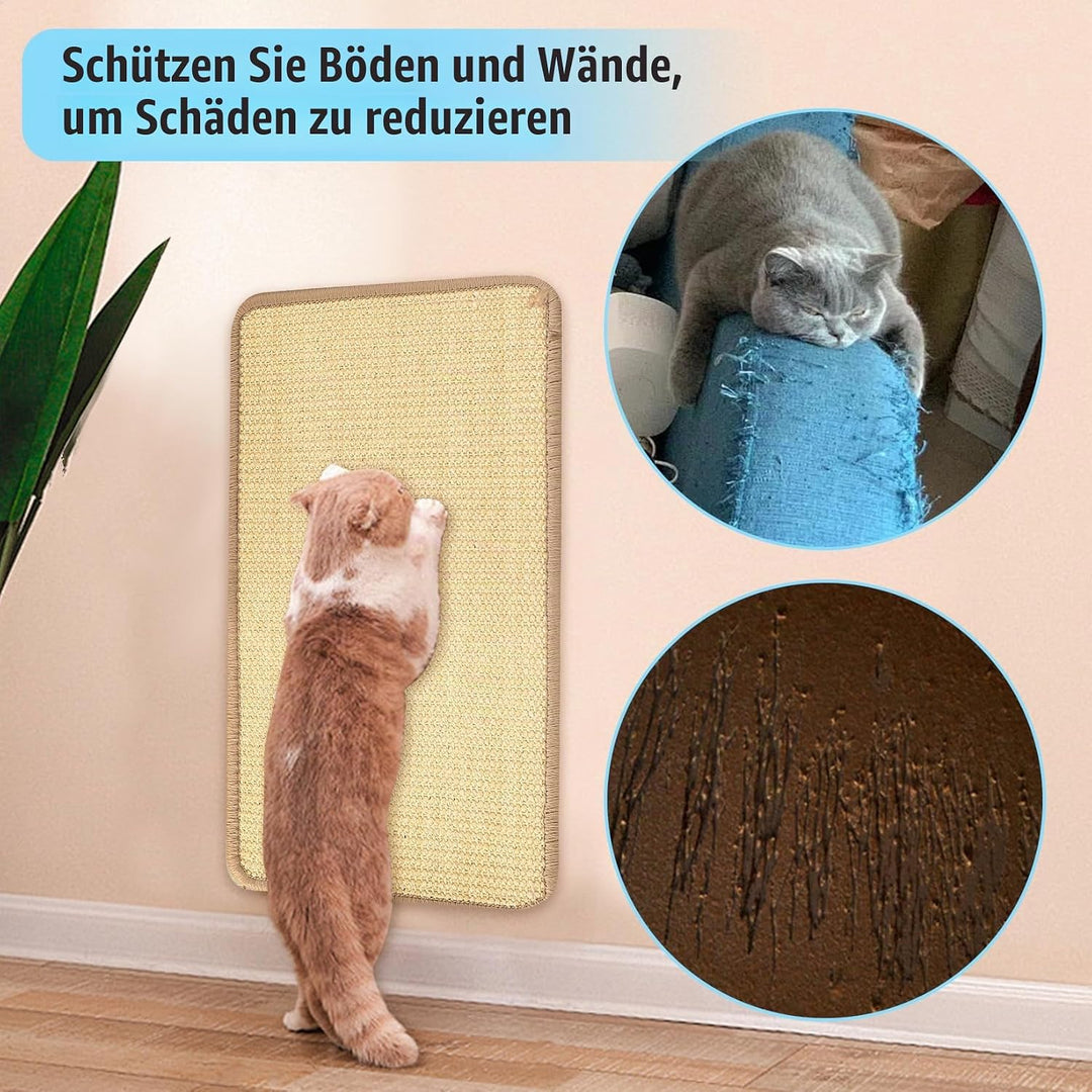 3 Stück Sisal Kratzbretter Katzen Kratzbrett Wand, 50 x 25cm Kratzmatte Katzenkratzbretter, Kratztep