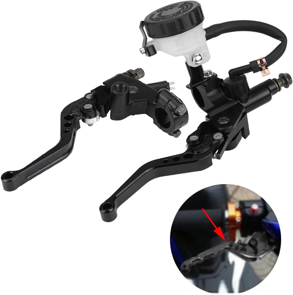 Universal 7/8-Zoll-Motorradbremskupplung Hauptbremszylinder-Reservoirhebel Set Schwarze Kupplungen E