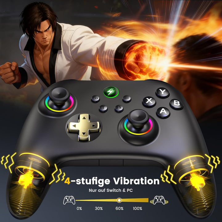 HELLCOOL Controller PC, 2.4GHz Wireless PC Controller mit Ladestation/Hall Joysticks&Trigger/Cooles