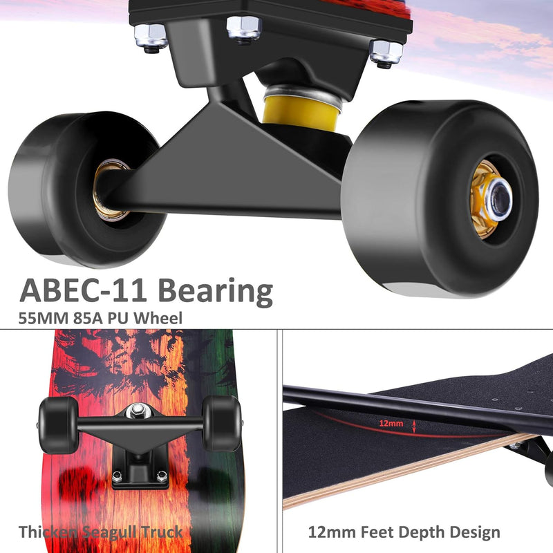 WeSkate Skateboard Komplettboard 79x20cm Holzboard mit ABEC-11 Kugellager 31 Zoll 7-lagigem kanadisc