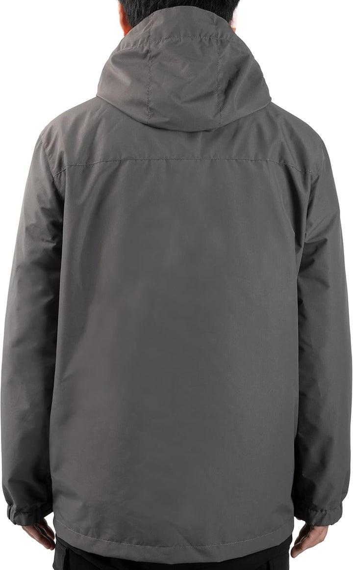 Herren Regen Jacke mit Kapuze wasserdicht leichte Jacke und Reissverschlusstaschen Regenmantel für O