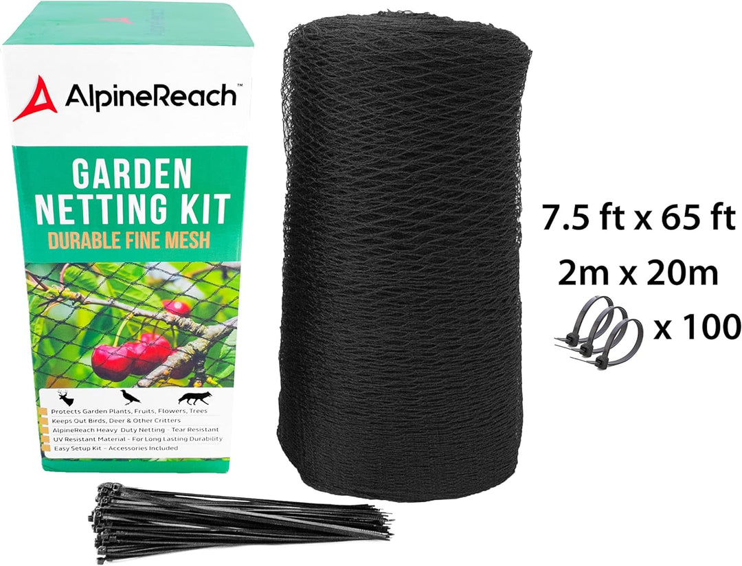 AlpineReach 2m x 20m Vogelschutznetz Gartennetz Feinmaschig (15 x 15mm) Extra Stark Gewebtes Netz, V
