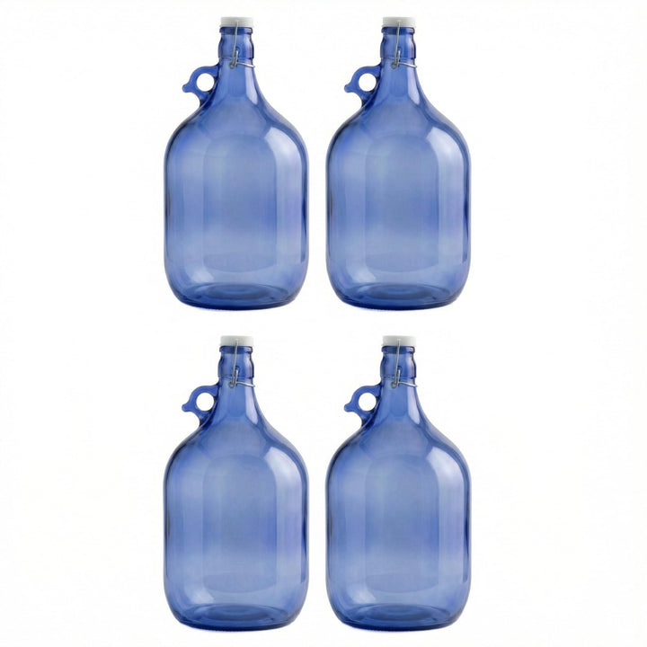 lilawelt24 4x 5L dunkelblau Flasche mit Bügelverschluss Bügelflasche GLASBALLON Weinballon GÄRBALLON