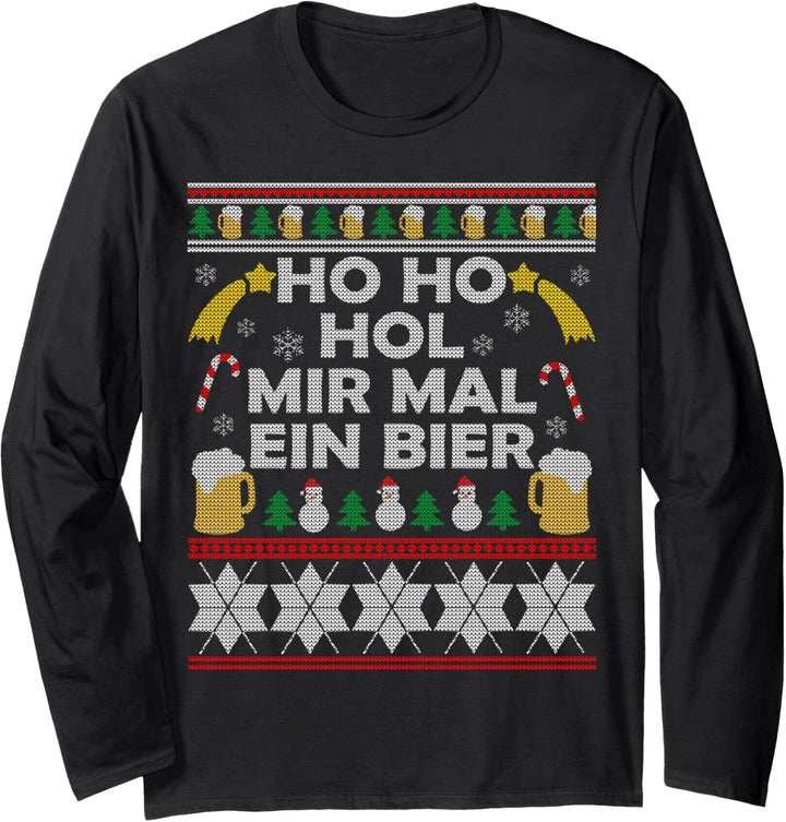 HoHoHol mir mal ein Bier Ugly Christmas Outfit Geschenkidee Langarmshirt