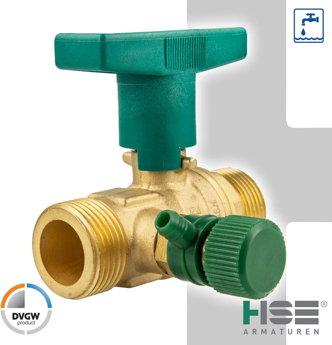 UNIWATER 1 1/4 (5/4) Zoll - DN 25 Trinkwasser-Kugelhahn mit Entleerung, Aussengewinde x Aussengewind