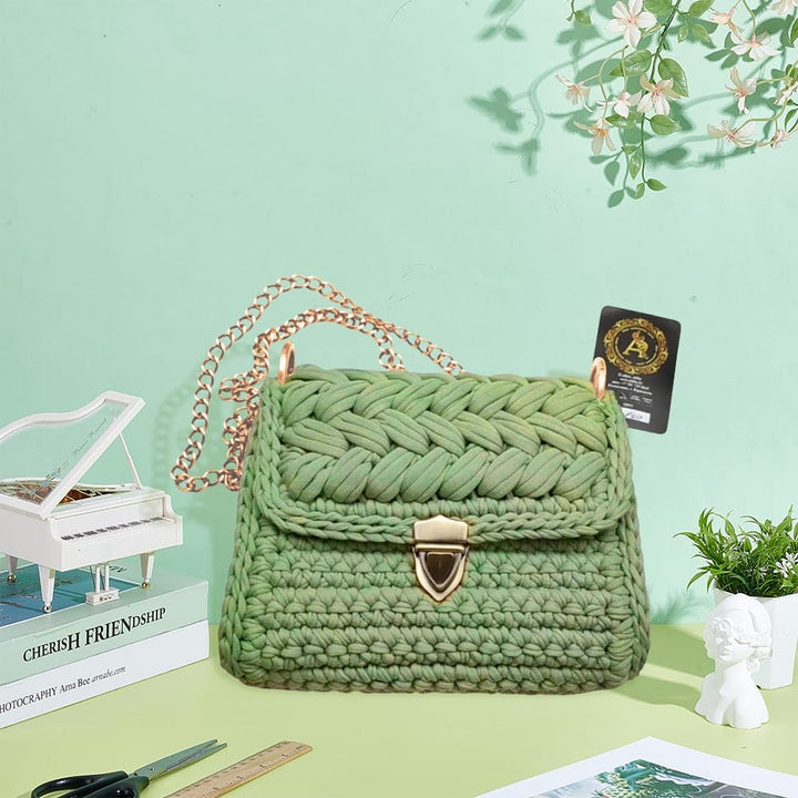 FREEBLOSS Häkelset Für Umhängetasche Strick Und Häkelset Für Handtaschen Mit Ketten Englische Anleit