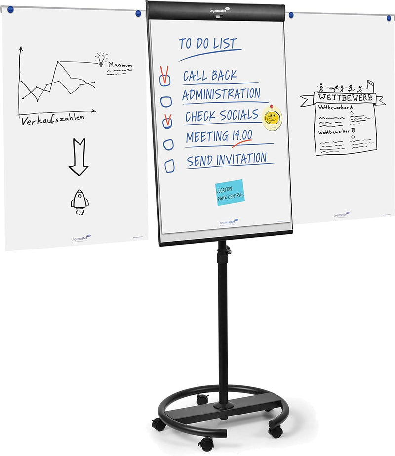 Legamaster 7-153600 Universal Flipchart Triangle Rundfuss, schwarz Flipchart Single, Flipchart Singl
