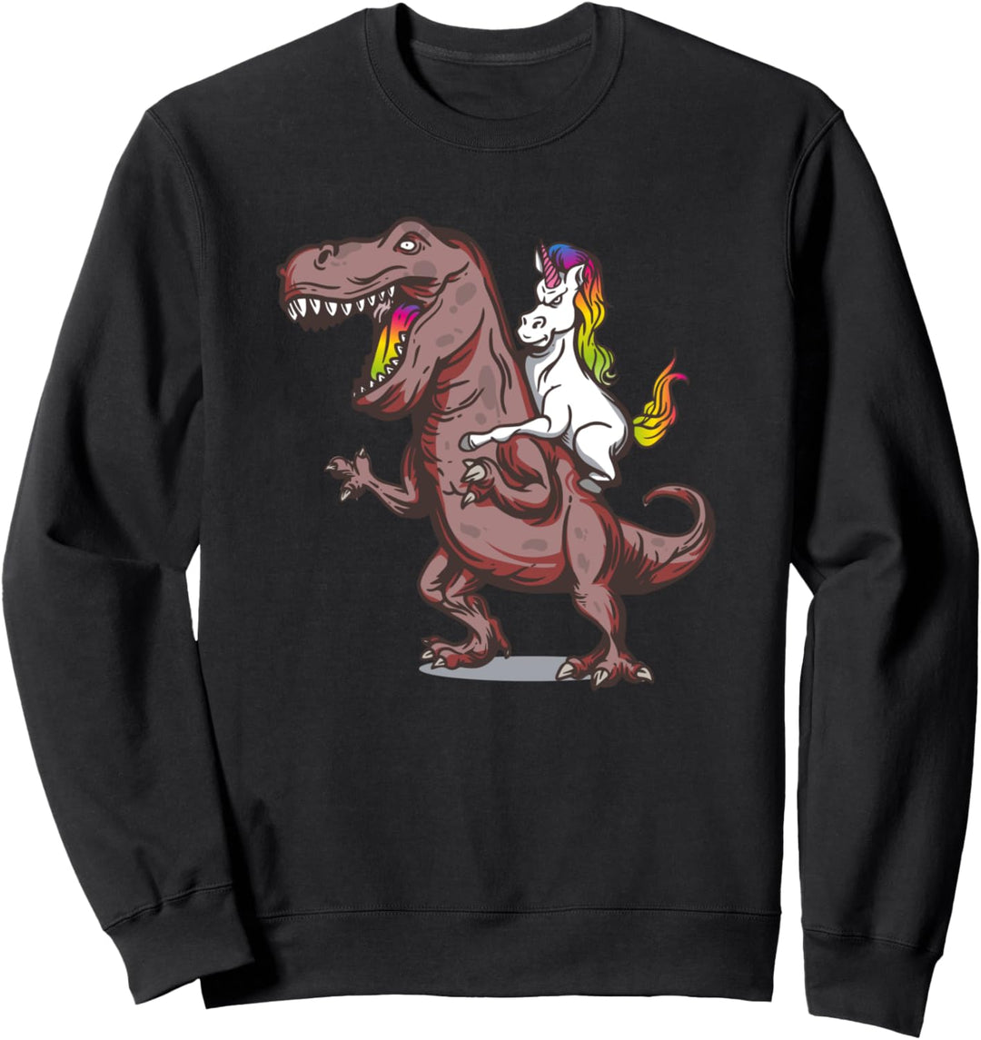 Einhorn Reitet T-Rex Sweatshirt