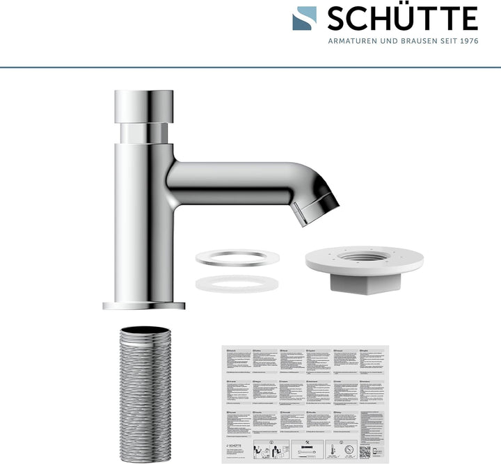 SCHÜTTE Kaltwasserhahn Lima, Armatur, Wasserhahn Bad nur für Kaltwasser, Standventil mit schickem Dr