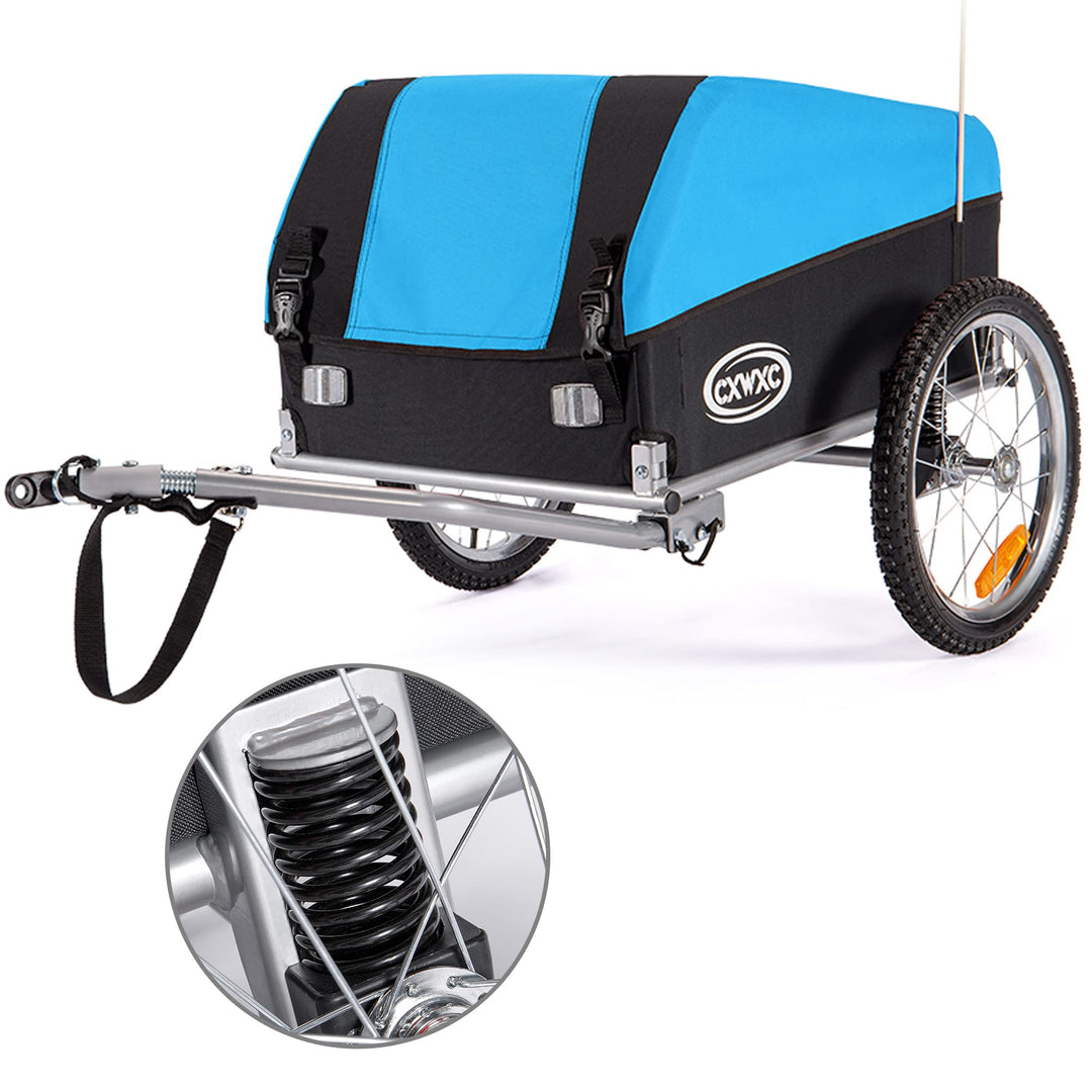CXWXC Fahrradanhänger mit Stossdämpfer Grosser Laderaum bis 120L Tragkraft max. 88 Pfund/40KG, Klapp