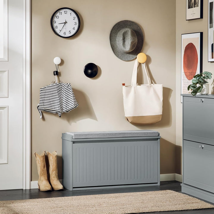 SoBuy Schuhschrank Schuhbank mit Sitzfläche, Schuhregal mit Stauraum, Klappe, Sitzkissen, bis 155 kg
