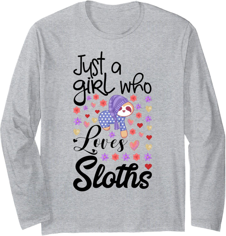 Kids Pajamas for Girls Top Pajama Gift Funny Sleeping Sloth Langarmshirt
