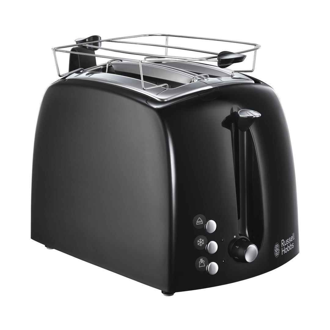 Russell Hobbs Toaster Textures+, 2 extra breite Toastschlitze, Brötchenaufsatz & integrierte Toast-Z