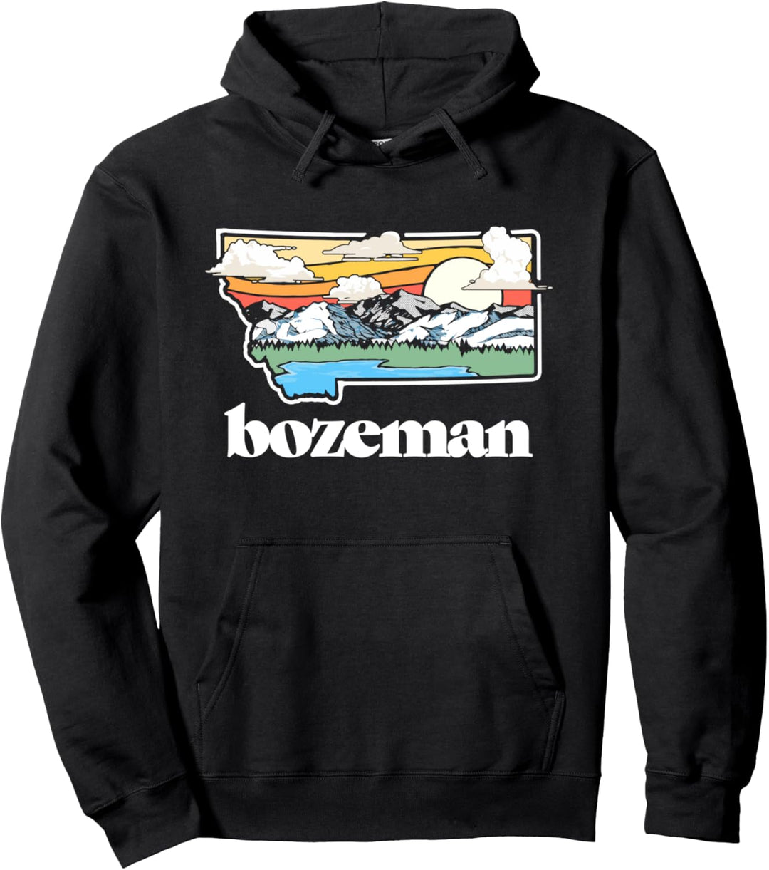 Vintage Bozeman Montana Outdoors Retro Mountains & Nature Pullover Hoodie