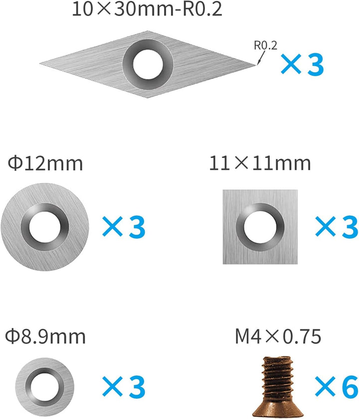 DEEFIINE Hartmetall Wendeschneidplatten Set fur DrehmeiBel, 12 Stück CNC Hartmetall Drechselwerkzeug