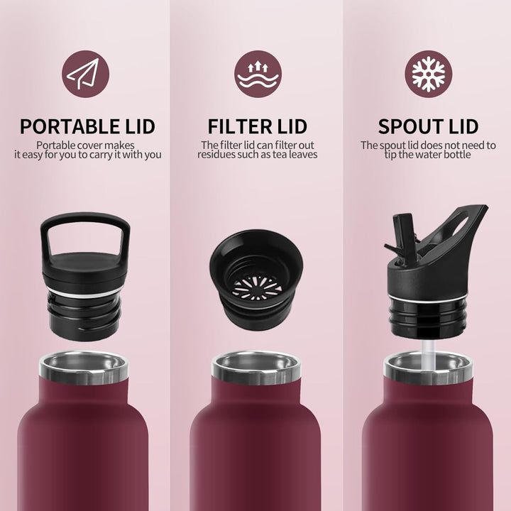 Trinkflasche, 750 ML BPA-Frei, Thermosflasche, Auslaufsichere Isolierflasche Doppelwandig, Wasserfla